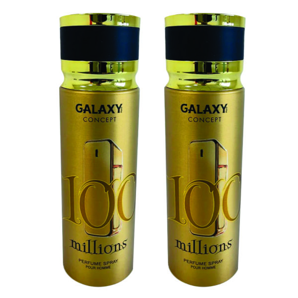 Galaxy Concept Pack of 2 - 100 Millions Unisex Body Spray 200ml | Rose and Amber Fragrance | Inspired Million Perfume
