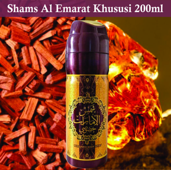 Pack of 2 - Shams Al Emarat Khususi Unisex Body Spray 200ml | Rose, Vanilla and Oud Fragrance | Made in Dubai - Image 2