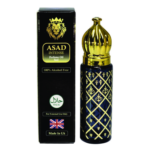 Asad Perfume oil for Men 8ml | Oud, Vanilla and Iris Fragrance | Alcohol-free Asad Intense Men Perfume oil Made in Uk