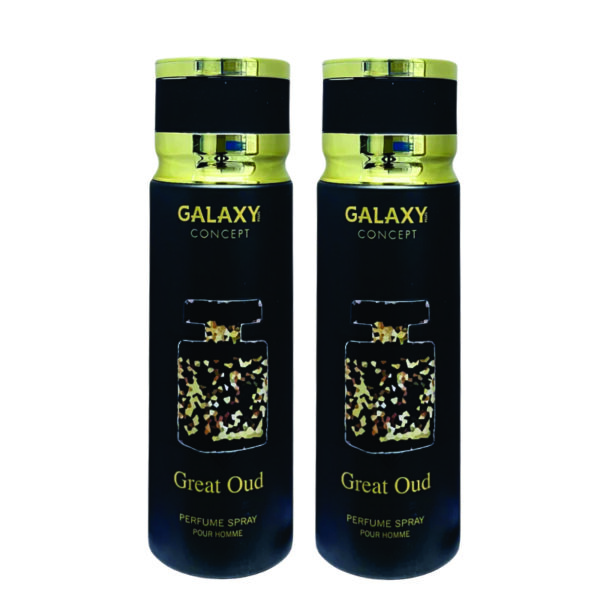 Pack of 2 - Great Oud Perfume Spray for Men 200ml | Oud, Lavender and Saffron Fragrance | Galaxy Concept Made in Uae