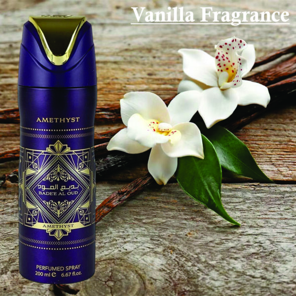 Pack of 2 - Badee Al Oud Amethyst Deodorant Perfume Spray for Unisex 200ml | Bergamot, Jasmine and Vanilla Fragrance - Image 5